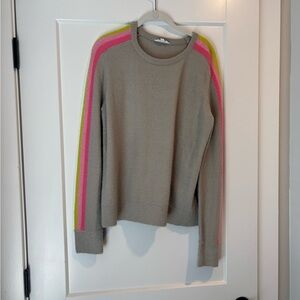 THML Taupe Sweater with Pink and Lime Accents
